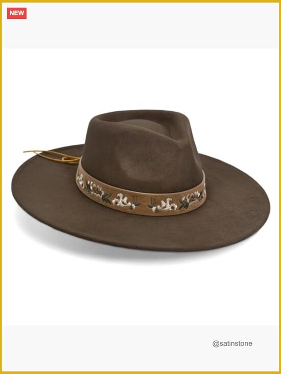 Big Wide Brim Boho Western Felt Rancher Fedora Hat for Women and Men - 4 inch main image 6
